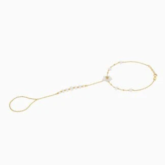 Elegant 18K Yellow Gold Panja Adorned with Pearls - Image 3