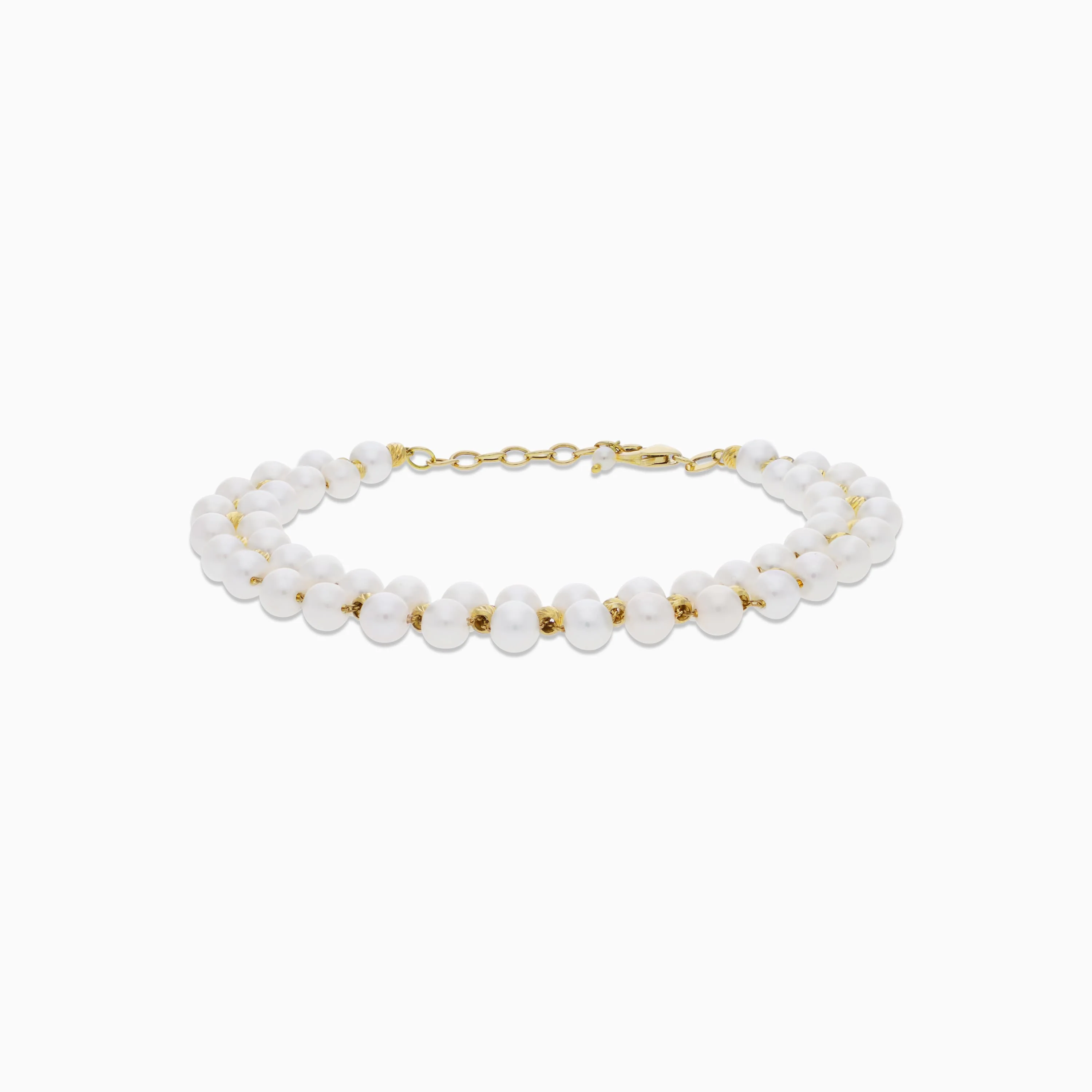 18k Yellow Gold Bracelet with Two Lines of Pearls | Danah Collection - Image 4