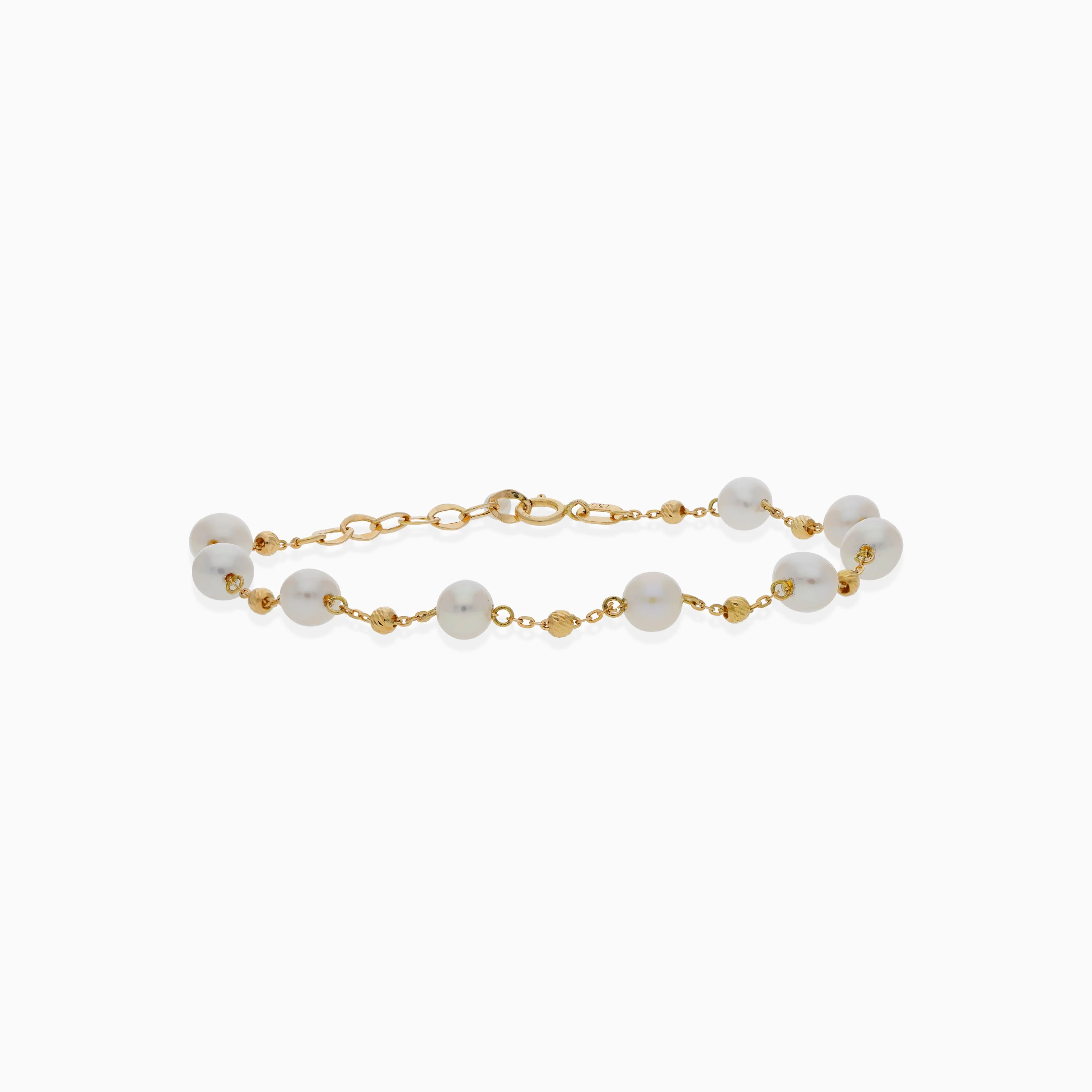 18K Yellow Gold Bracelet Decorated with Pearls | Danah Collection - Image 2