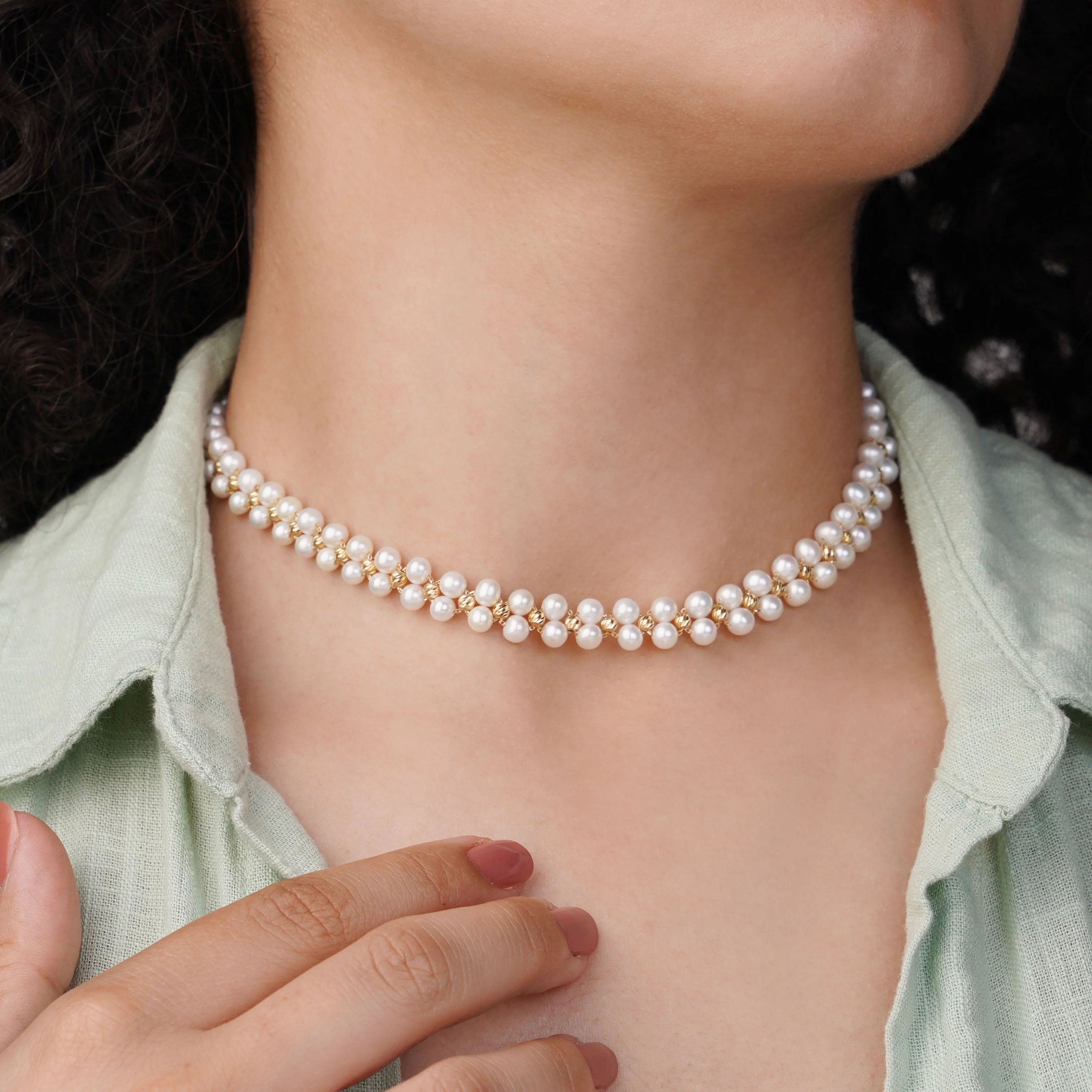 18k Yellow Gold Choker with Pearls | Danah Collection - Image 2