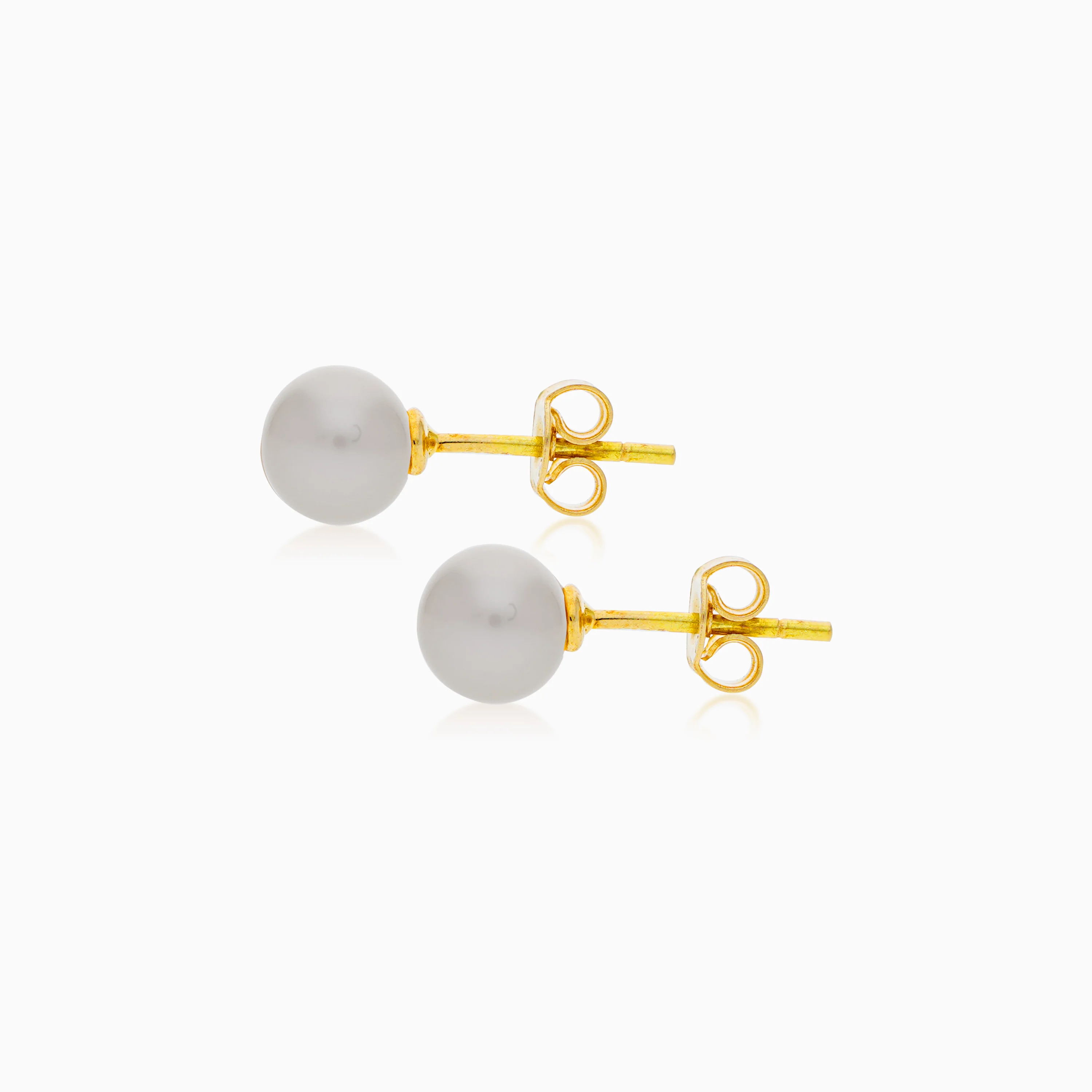 18K Yellow Gold Earrings with a Single Pearl - Danah Collection - Image 3