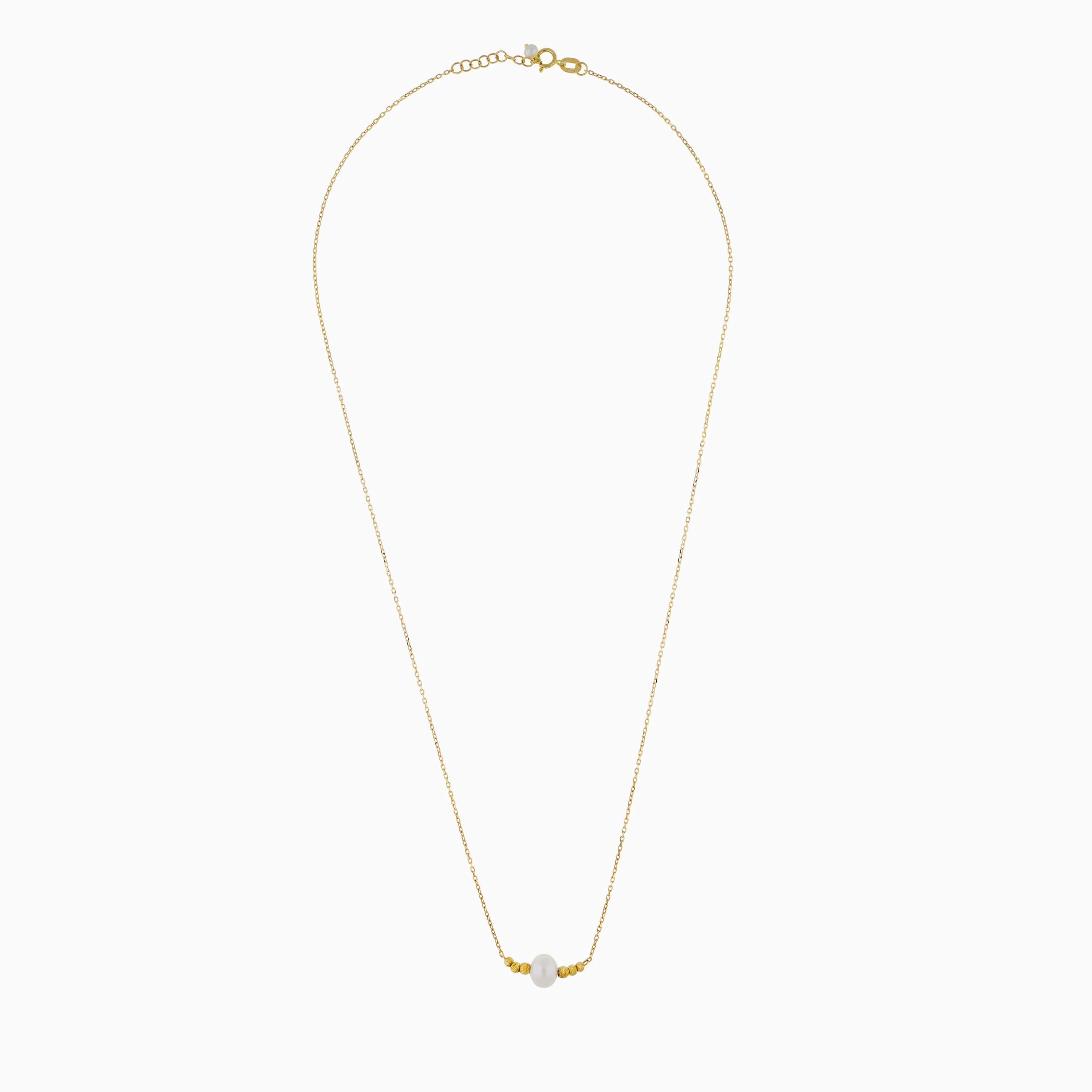 18K Yellow Gold Necklace with a Single Pearl | Danah Collection - Image 3