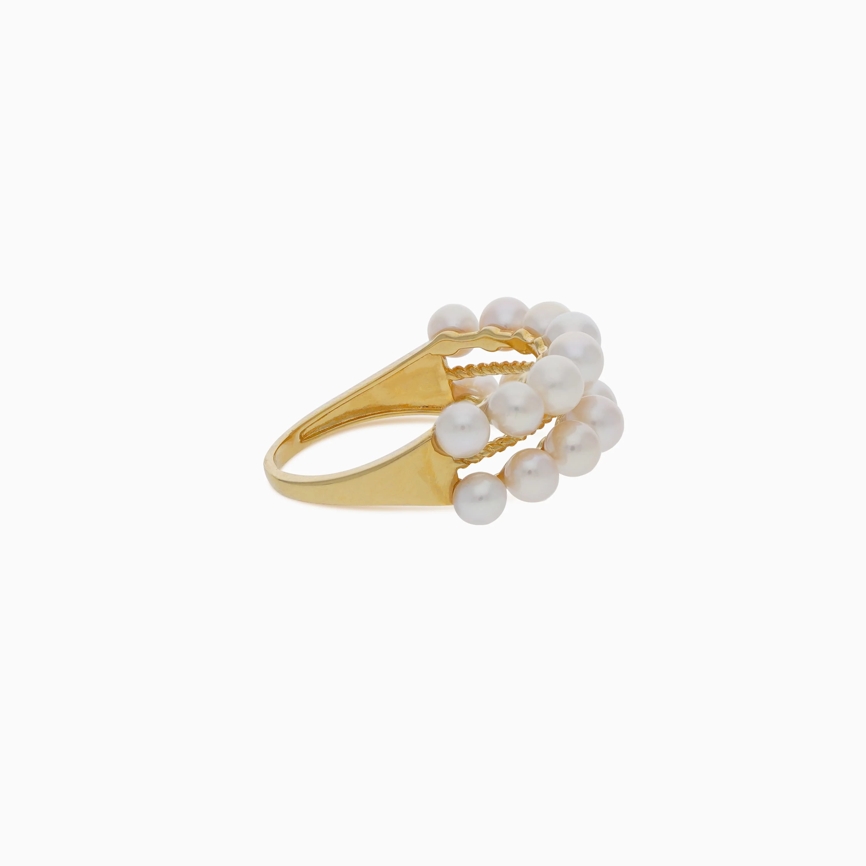 18k Yellow Gold Ring with Pearls | Danah Collection - Image 4