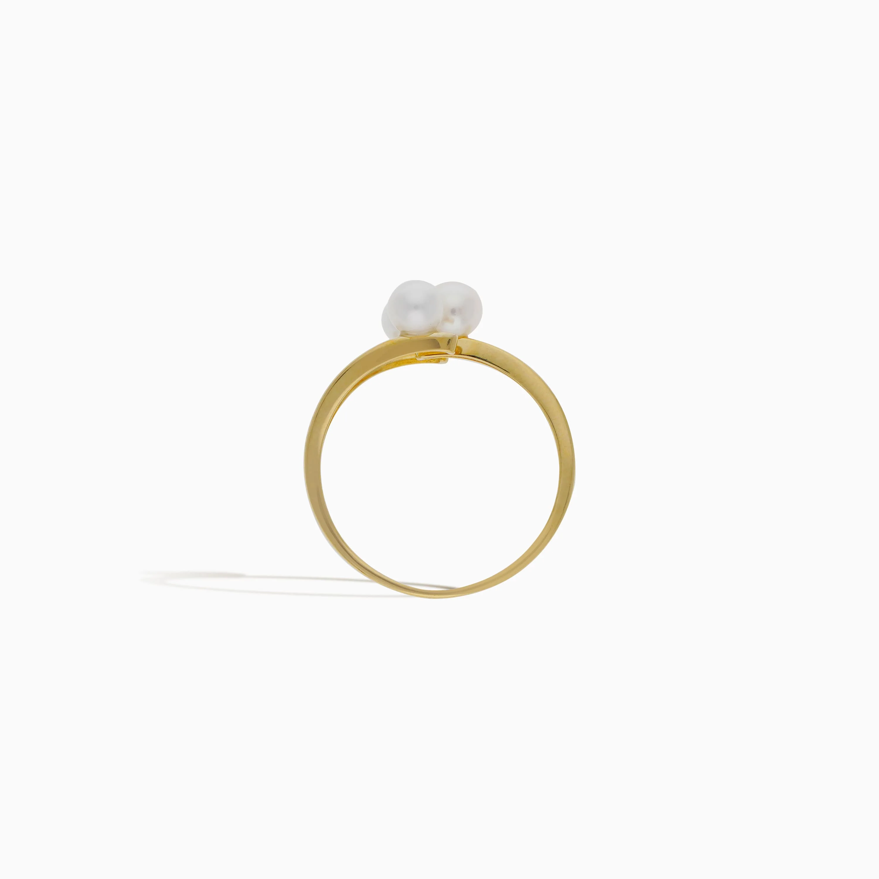 18K YELLOW GOLD OPEN RING DECORATED WITH WHITE PEARLS FROM DANAH COLLECTION - Image 3