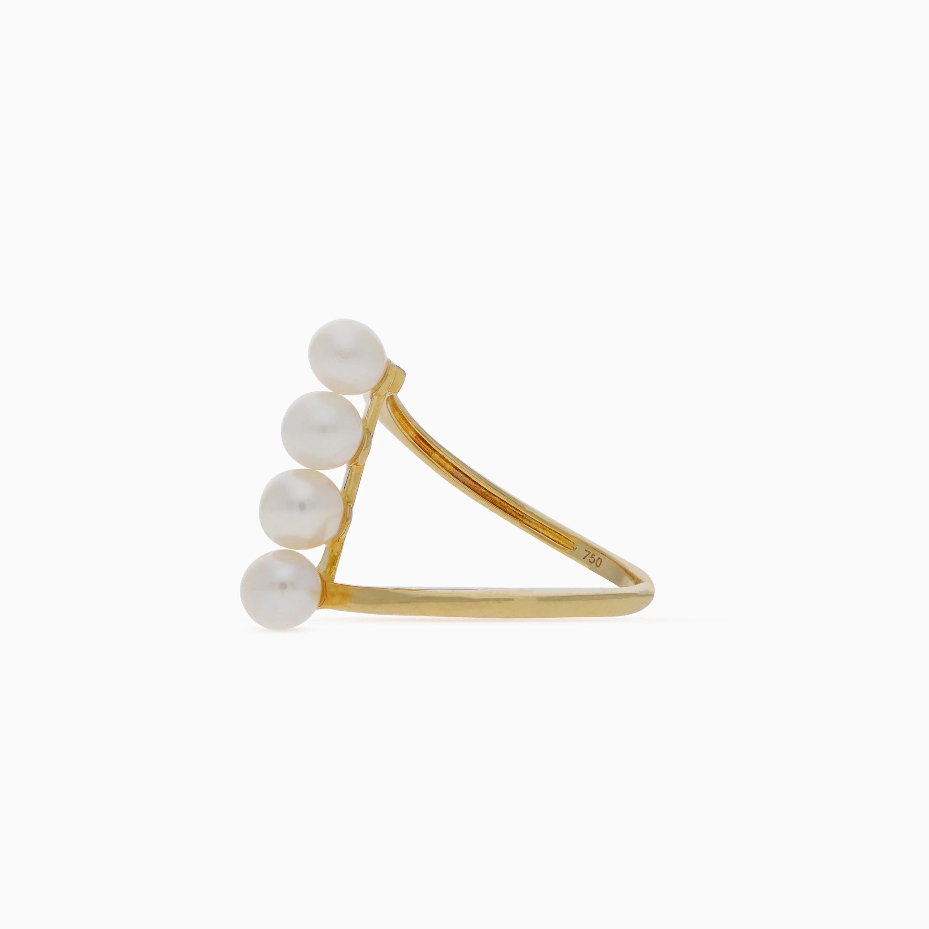 18K Yellow Gold Ring with pearls - Danah Collection - Image 4