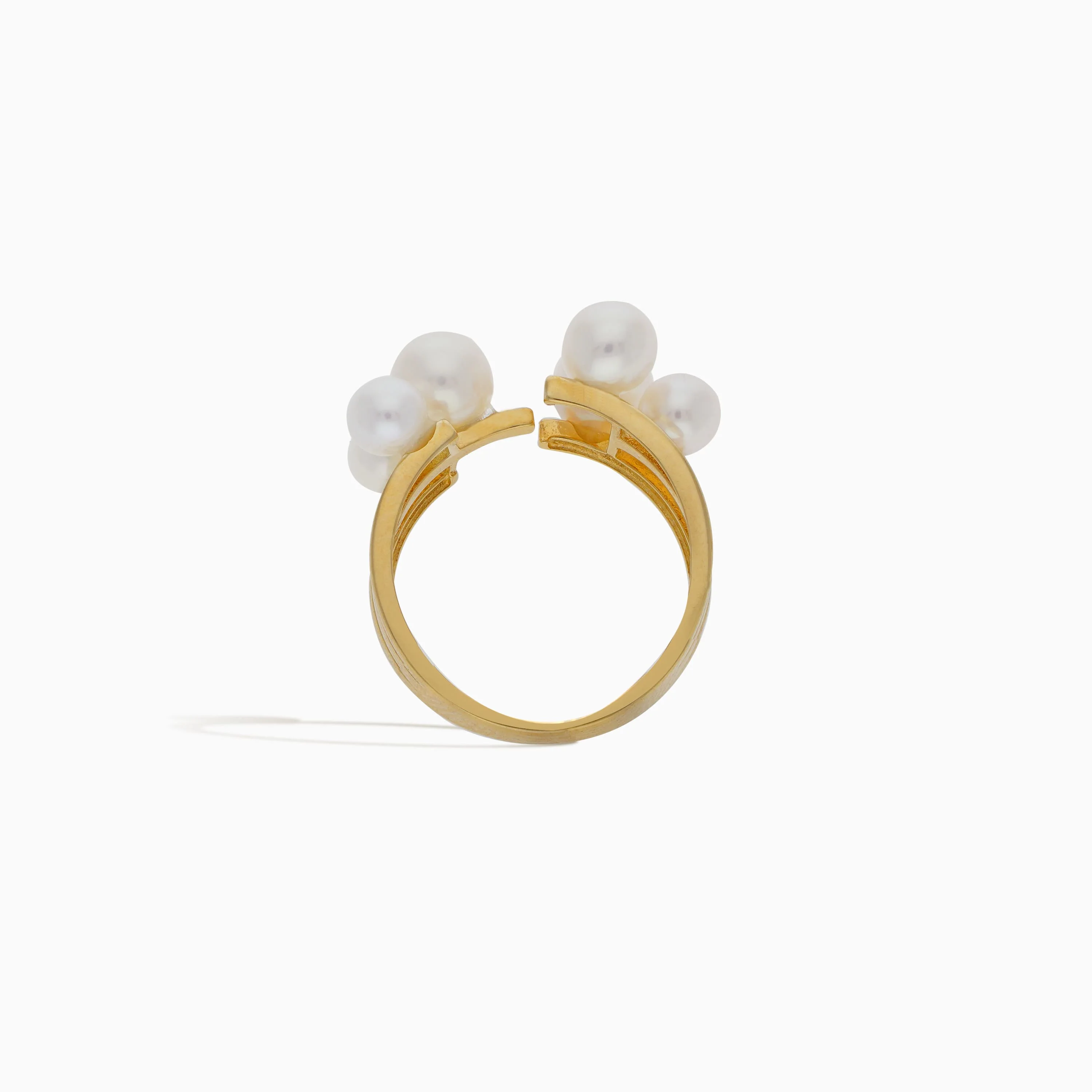 18k Yellow Gold Open Ring with Pearls | Danah Collection - Image 4