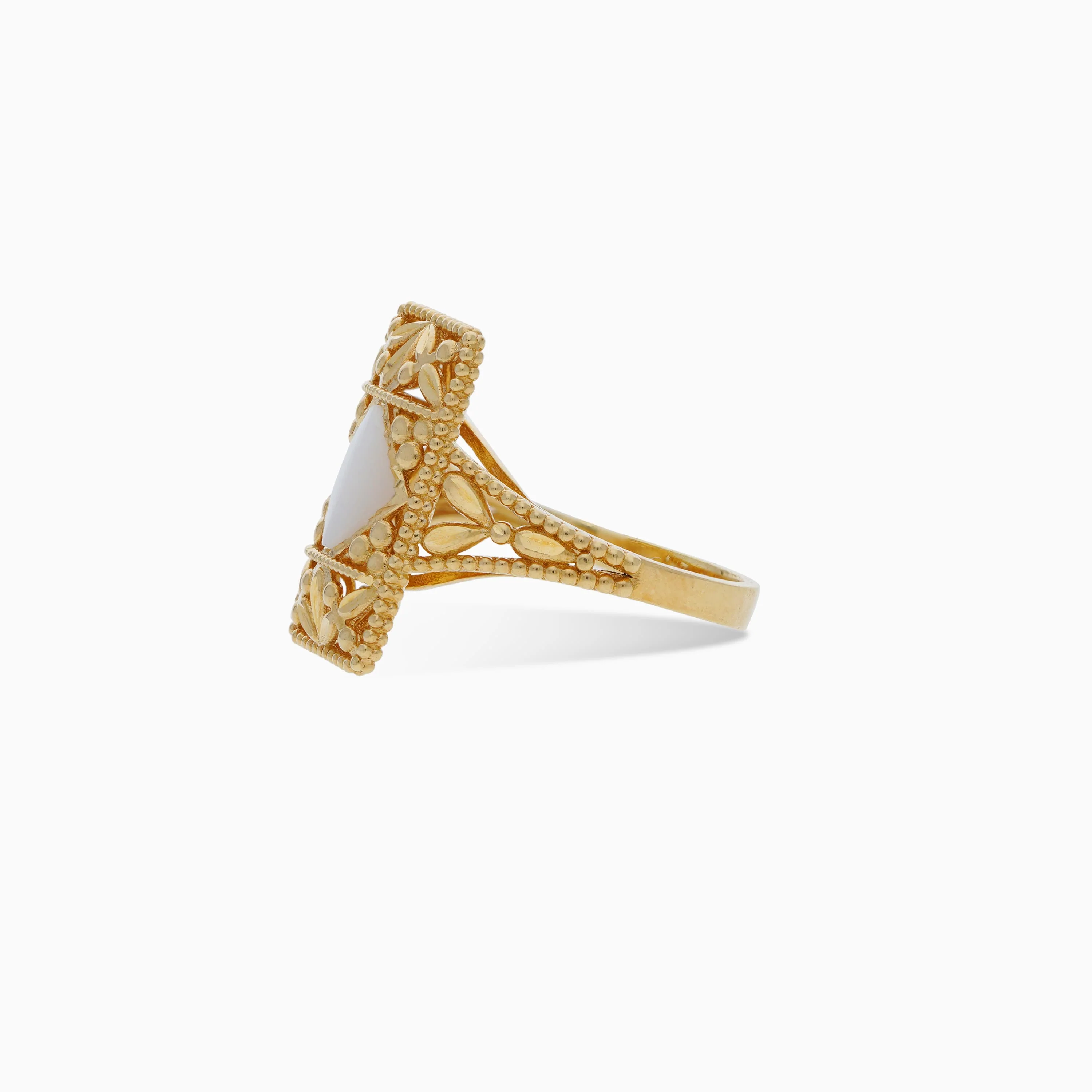18k Yellow Gold Ring with Mother of Pearl | Danah Collection - Image 4