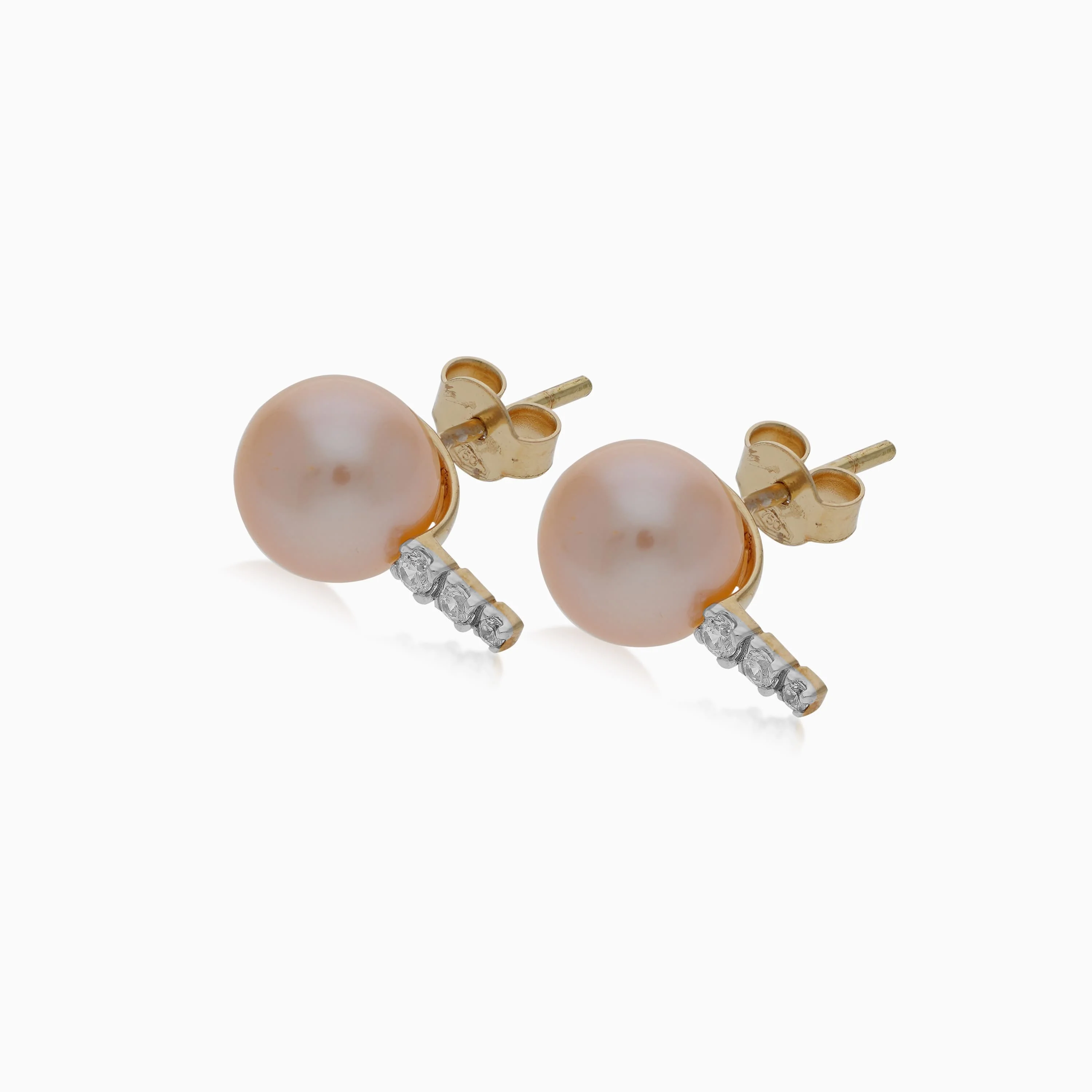 18K YELLOW GOLD EARRING DECORATED WITH PEARL AND ZIRCON STONES - Image 3