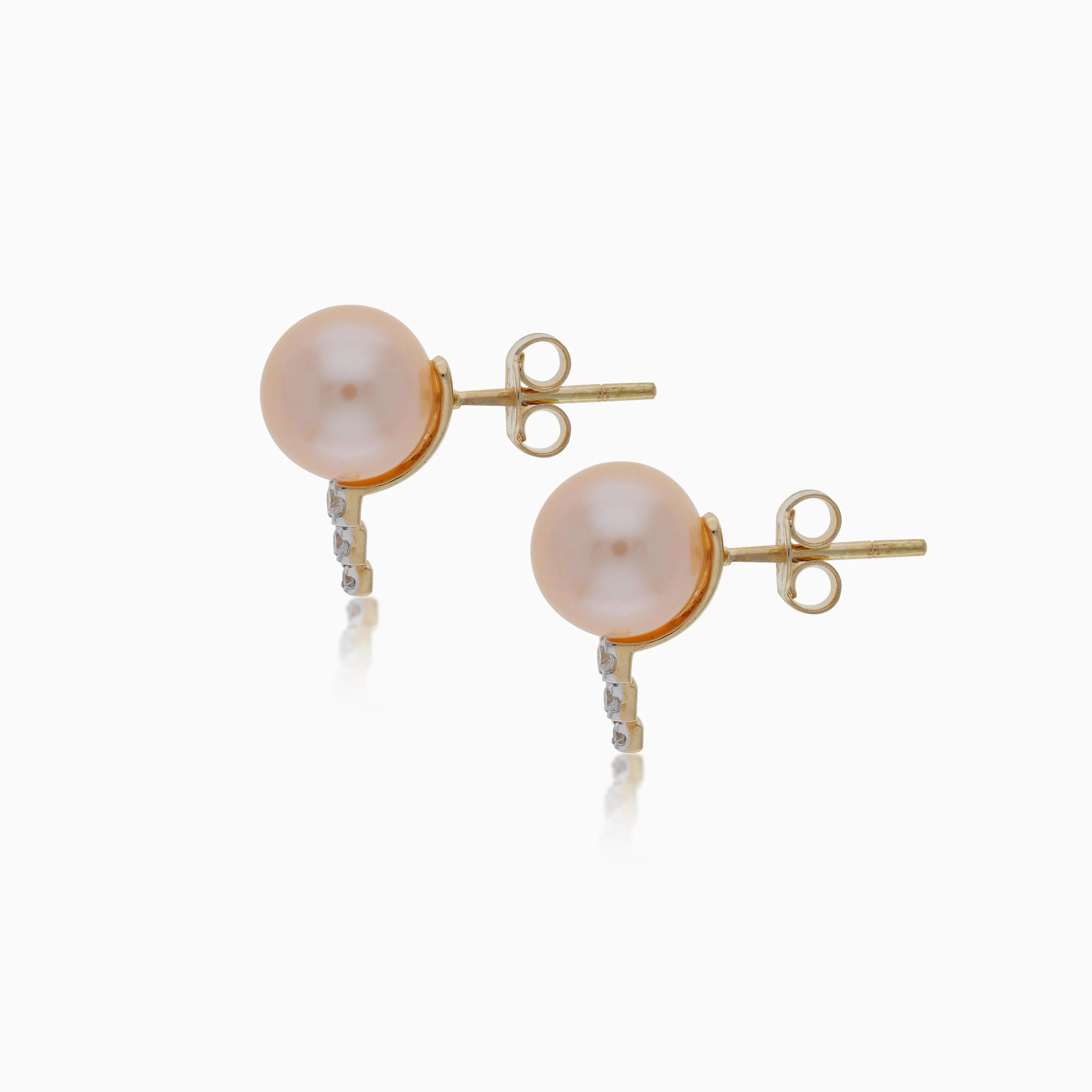 18K YELLOW GOLD EARRING DECORATED WITH PEARL AND ZIRCON STONES - Image 4