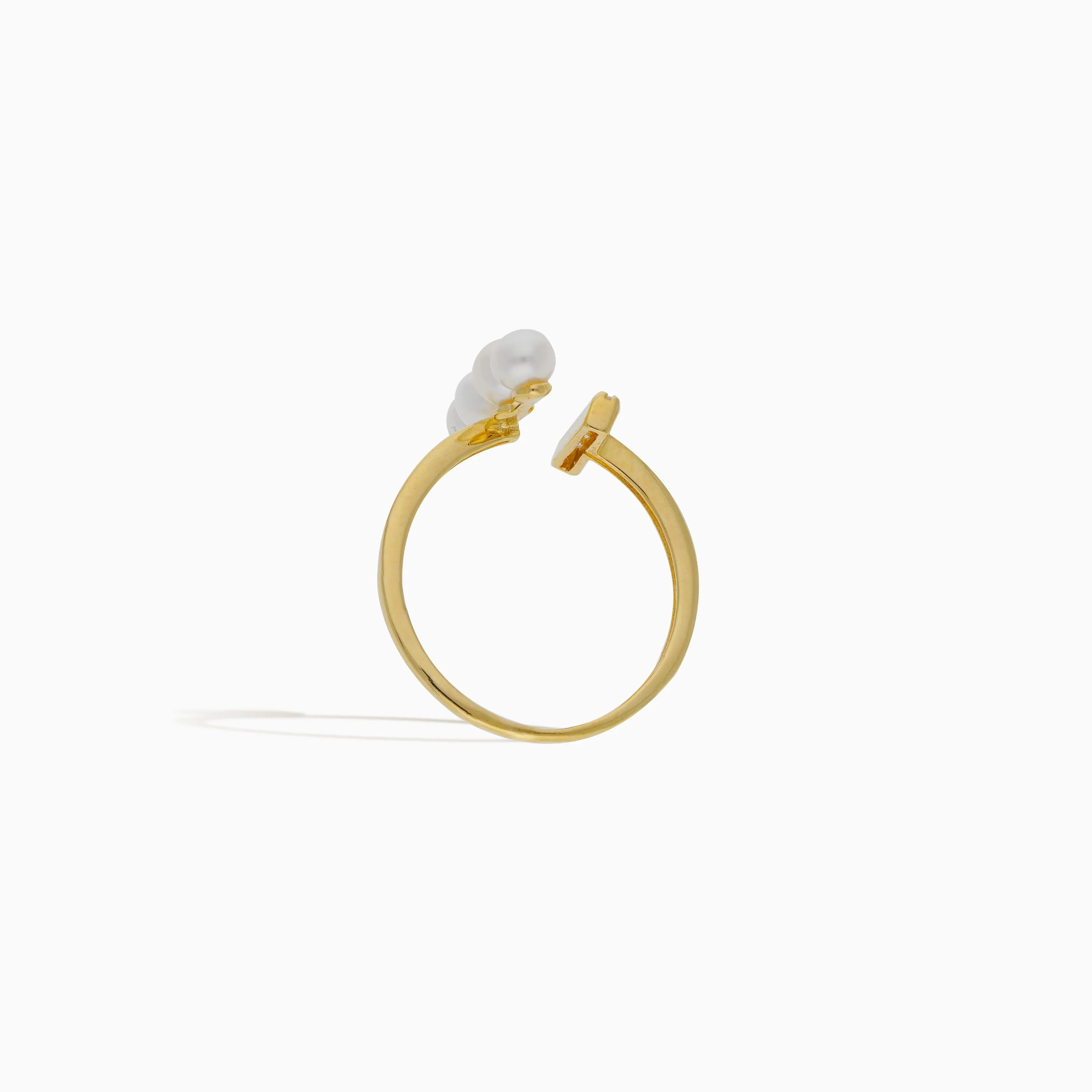 18K Yellow Gold Ring Decorated with Pearls and Zircon Stones - Danah Collection - Image 4