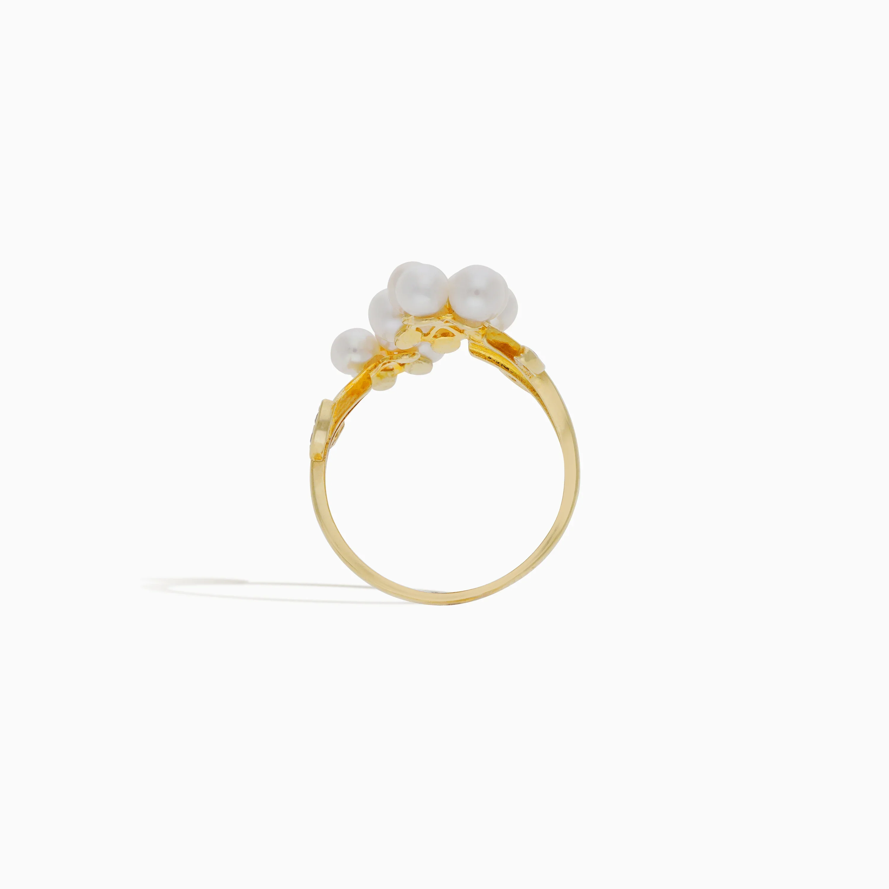 18k Yellow Gold Ring with Pearls and Zircon Stones | Danah Collection - Image 3