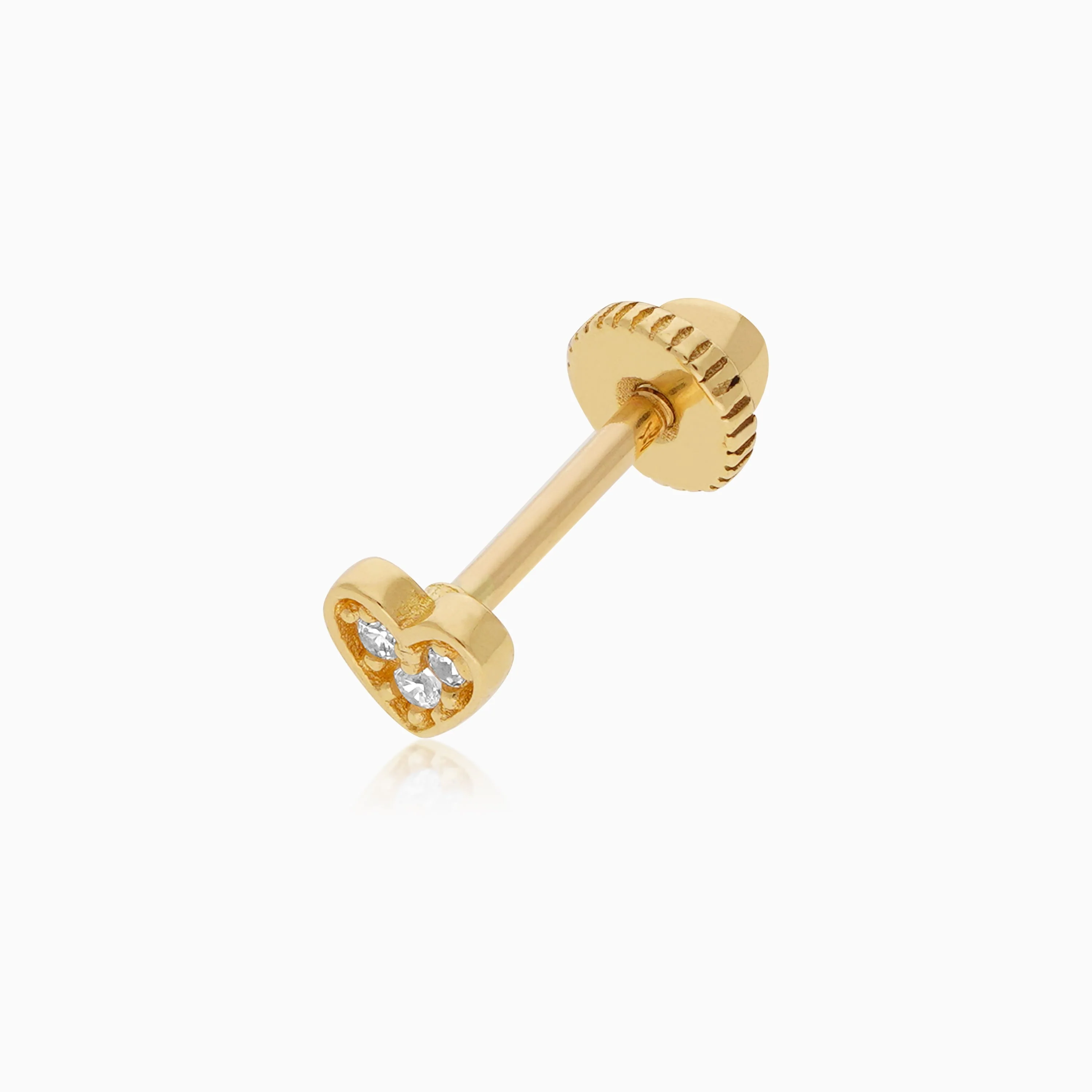 18K Yellow Gold Heart shape Piercing with Zircon - Image 3