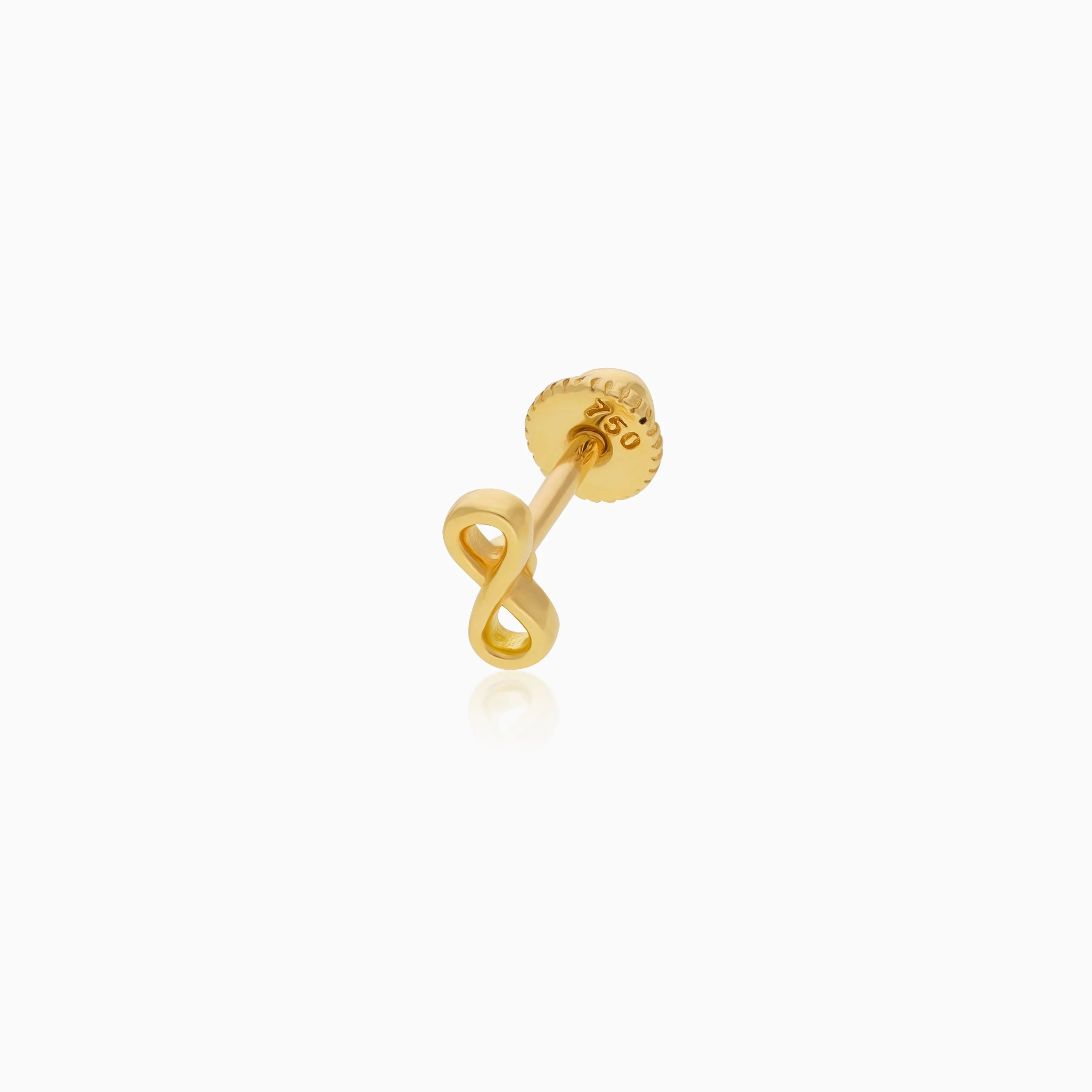 18K Yellow Gold Infinity Stud Piercing - Image 3