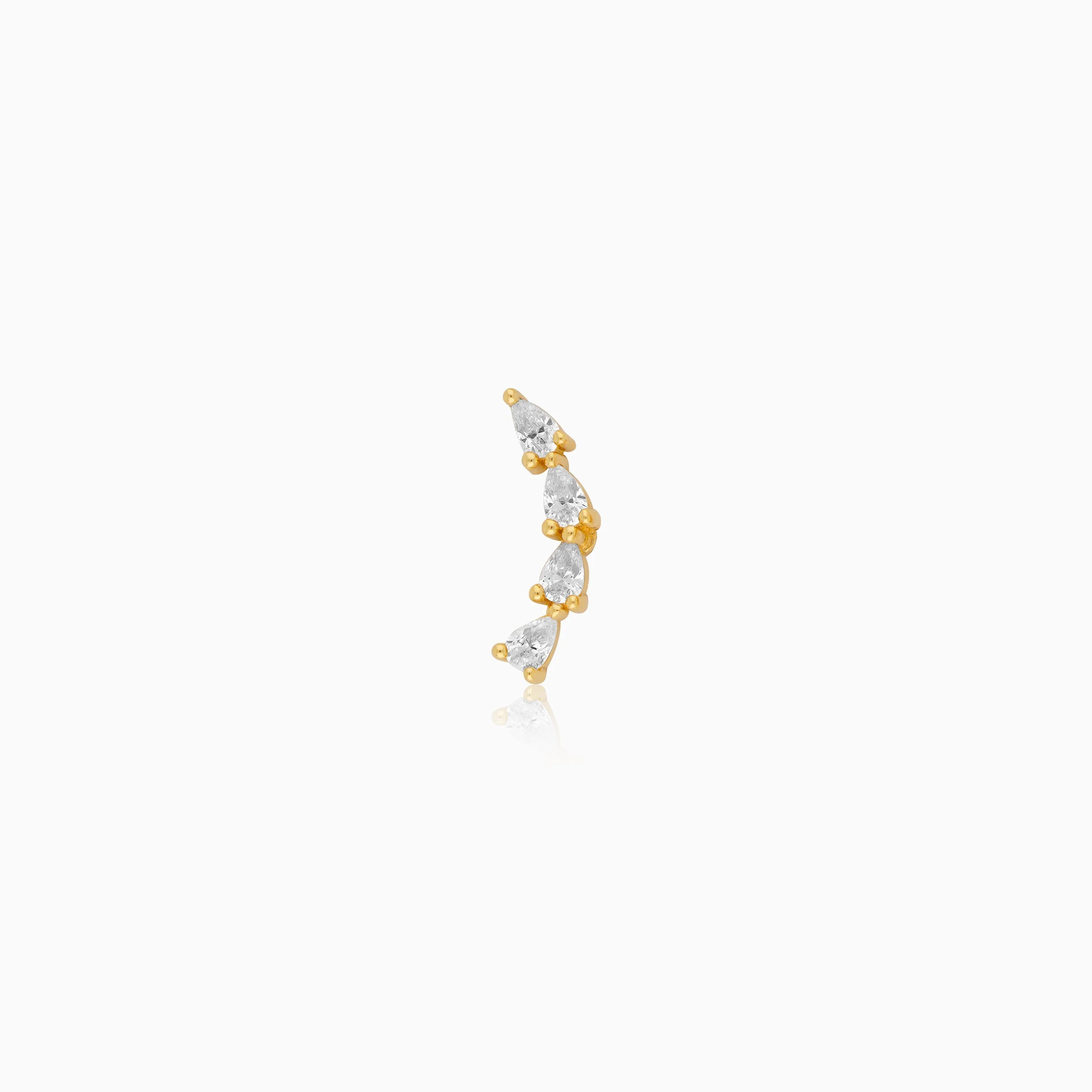 18K Yellow Gold Stud Earrings Featuring Sparkling Zircon Stones – Jawhara Piercing Collection - Image 3
