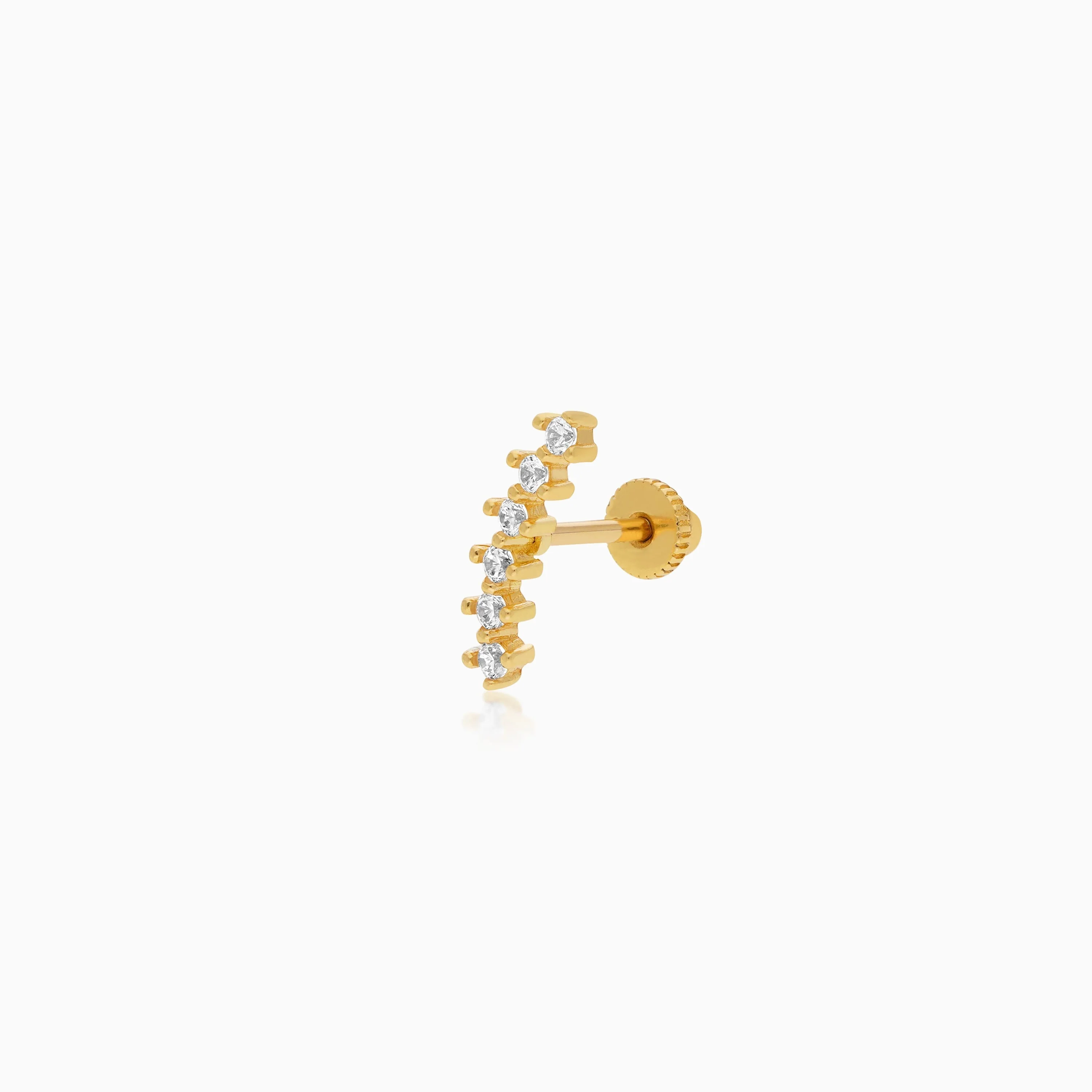18K Yellow Gold Piercing with Dazzling Zircon Stones - Image 3
