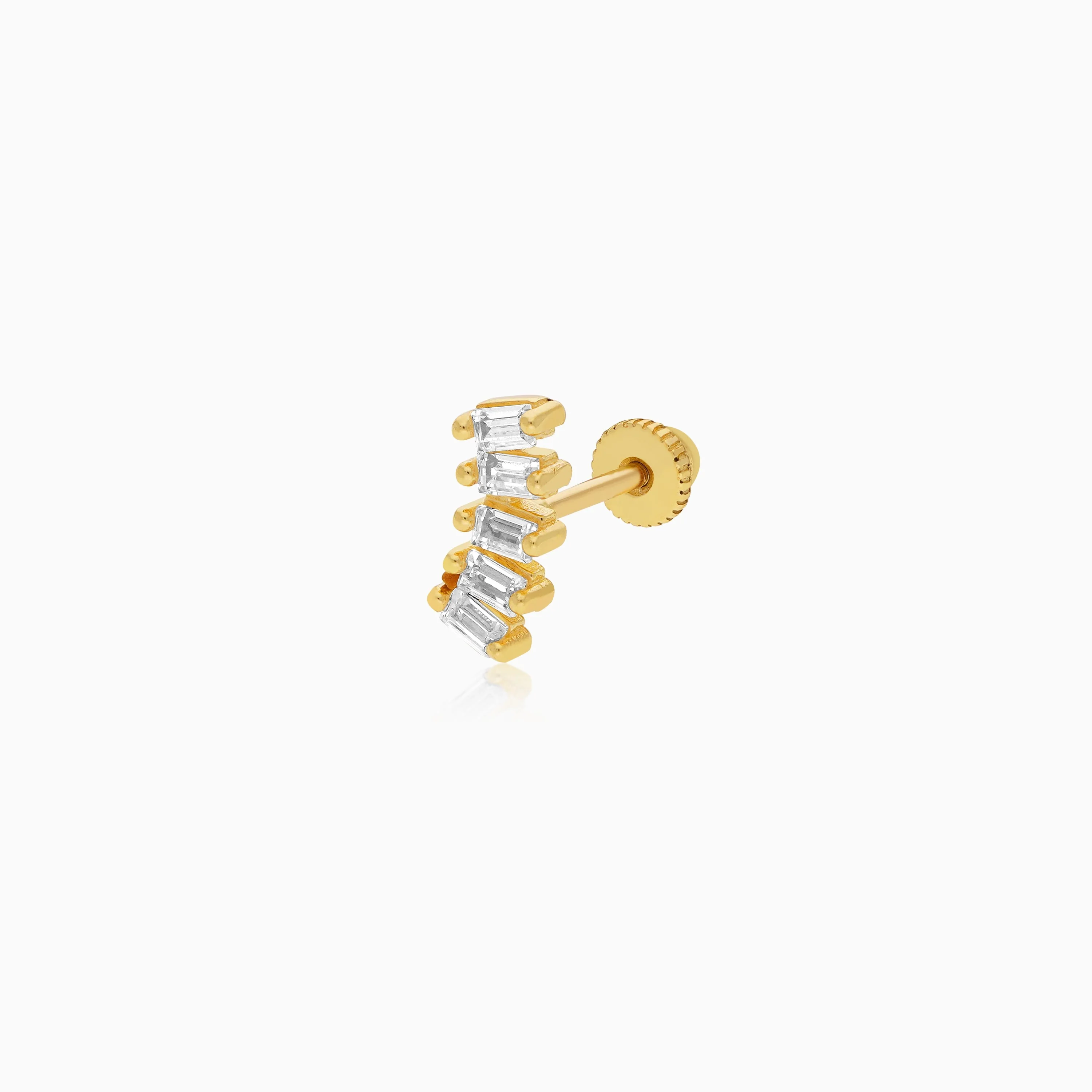 18K Yellow Gold Stud Piercing with Sparkling Zircon stones - Image 3