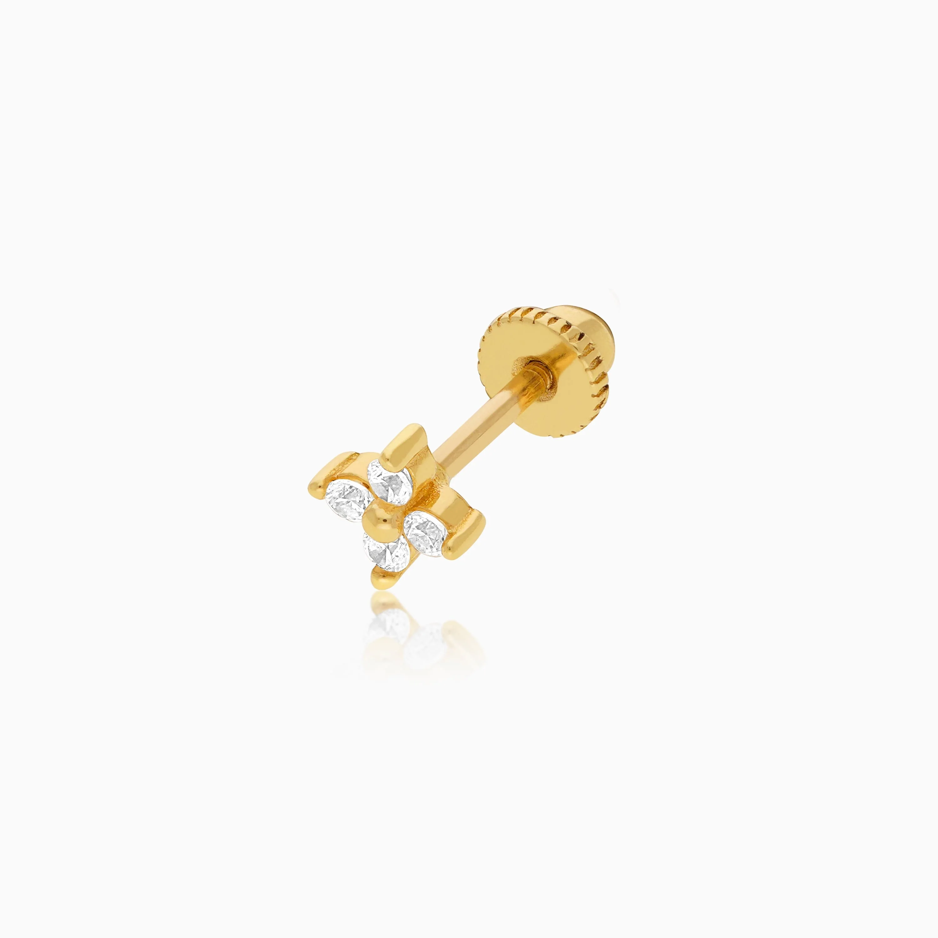 18K Yellow Gold Stud Piercing with Sparkling Zircon - Image 3