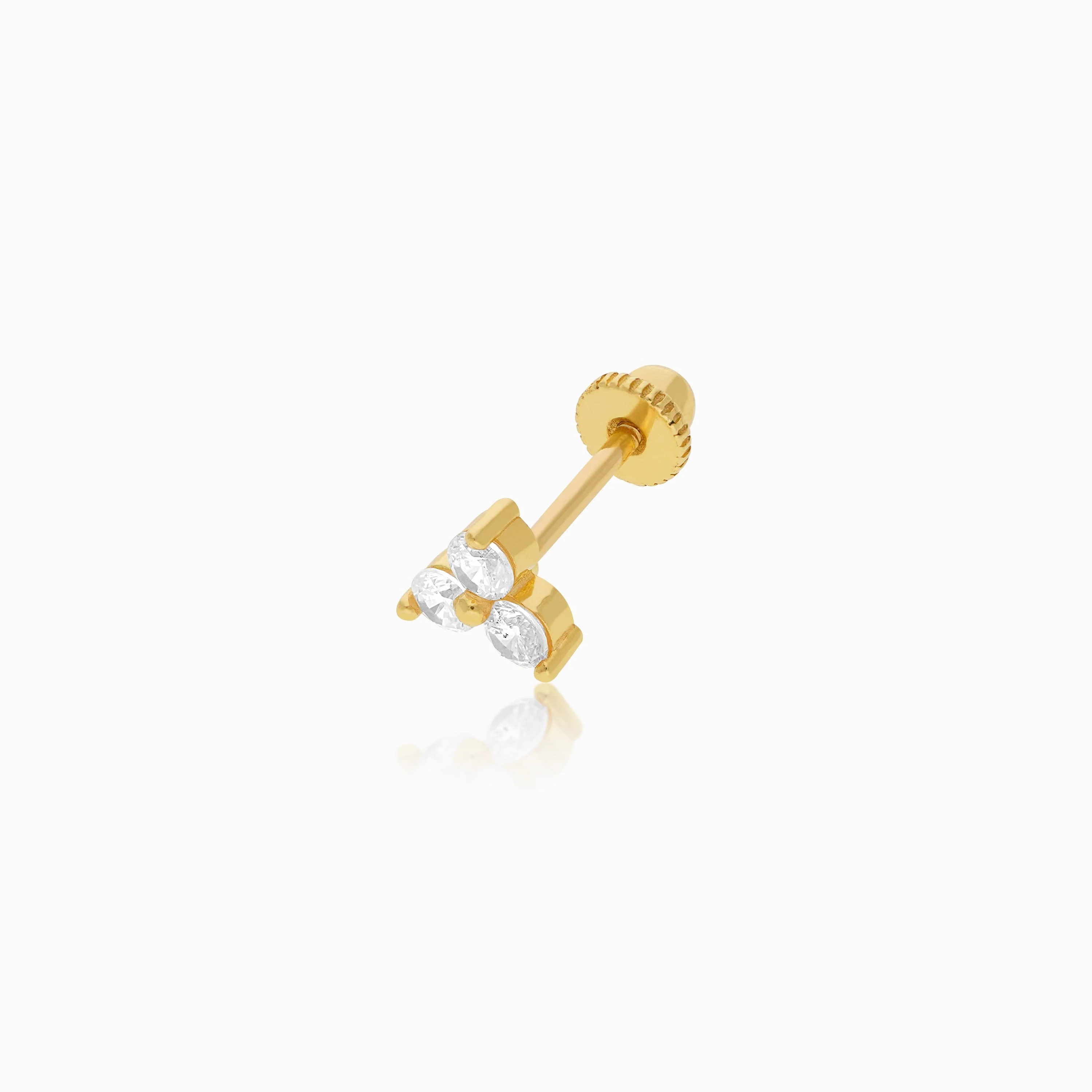 Zircon-Embellished 18K Yellow Gold Stud Earrings - Jawhara Piercing Collection - Image 3