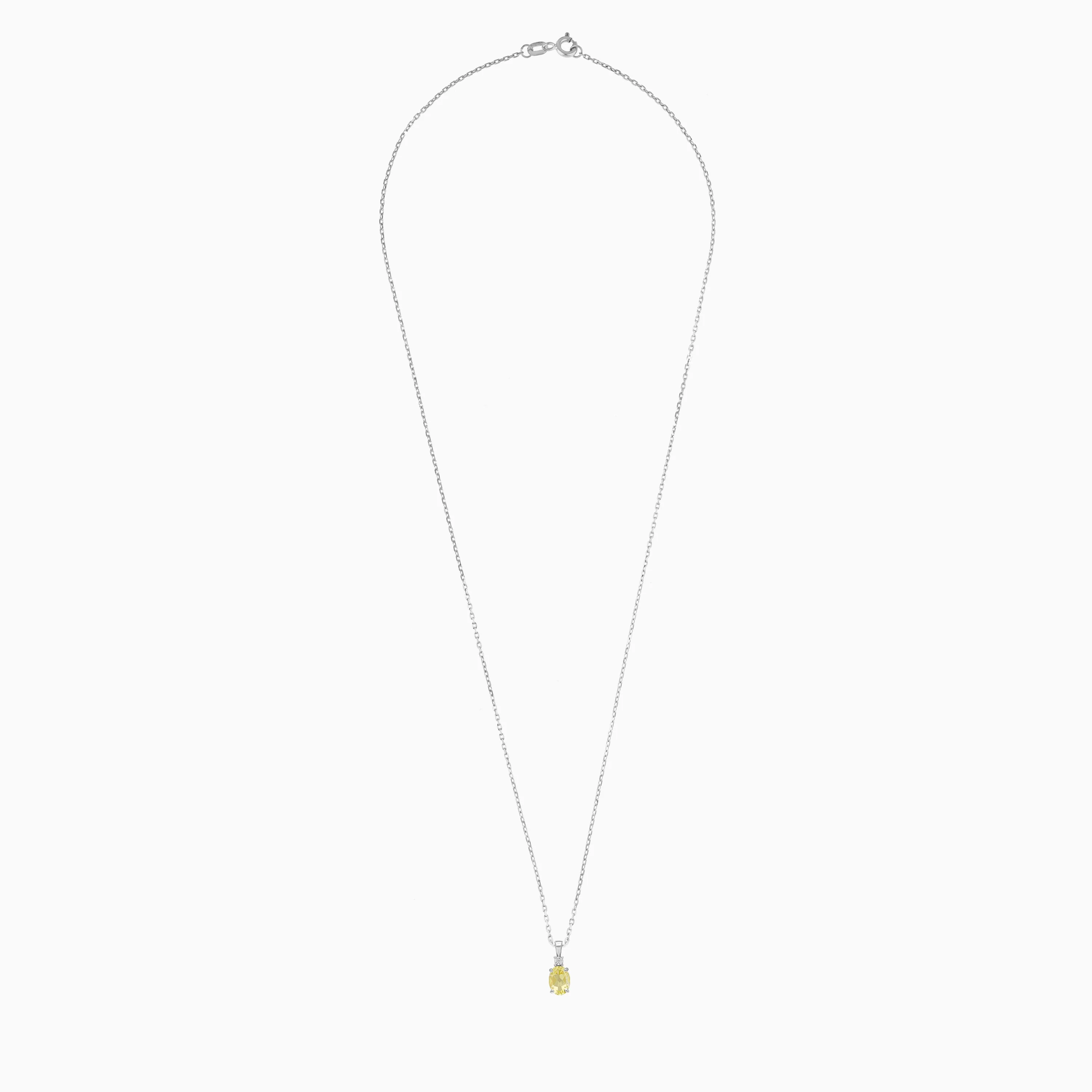 Pure Elegance Lemon Quartz & Natural Diamond Necklace in 18K White Gold - Image 2