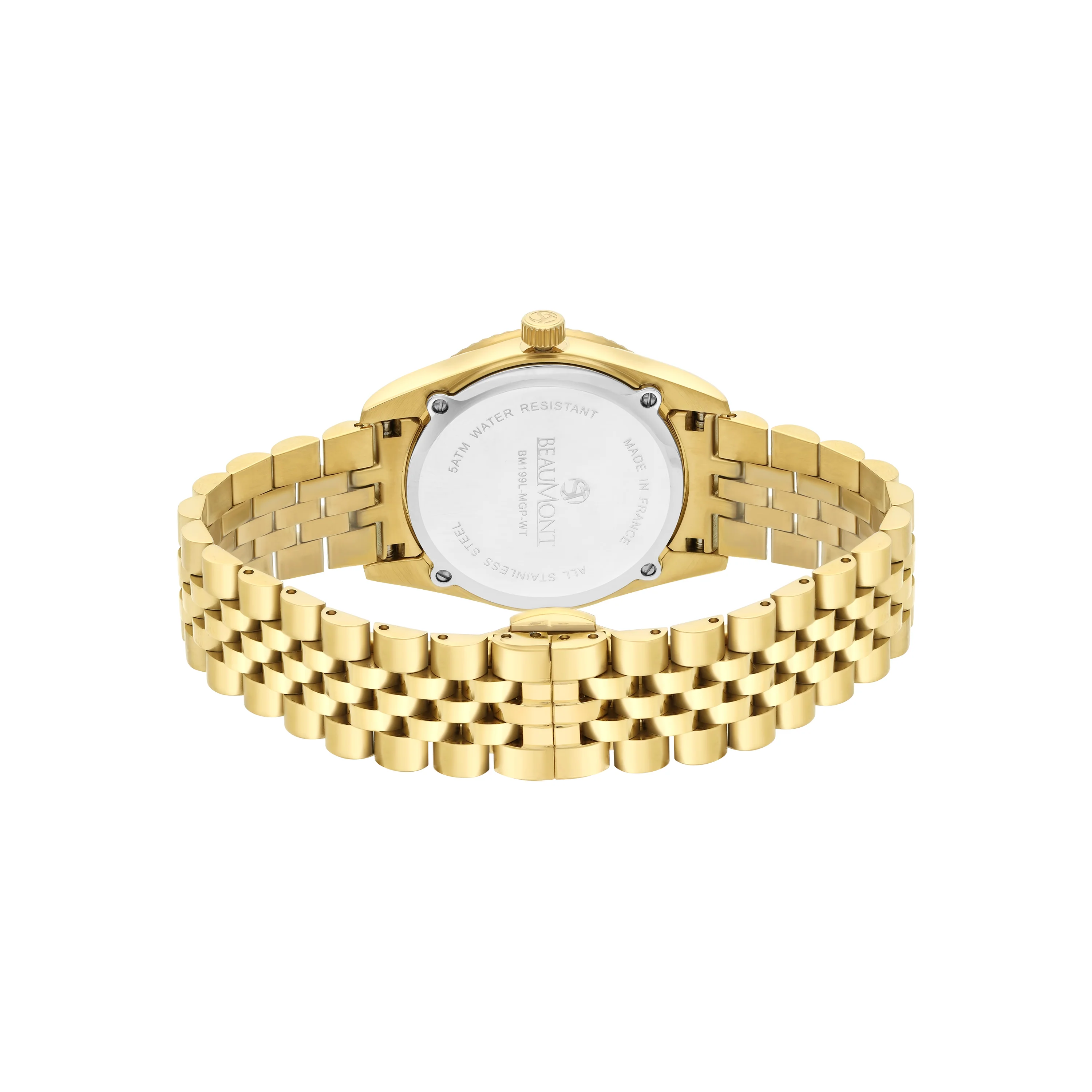 Gold Plated & White Quartz Beaumont Ladies Watch - Image 3
