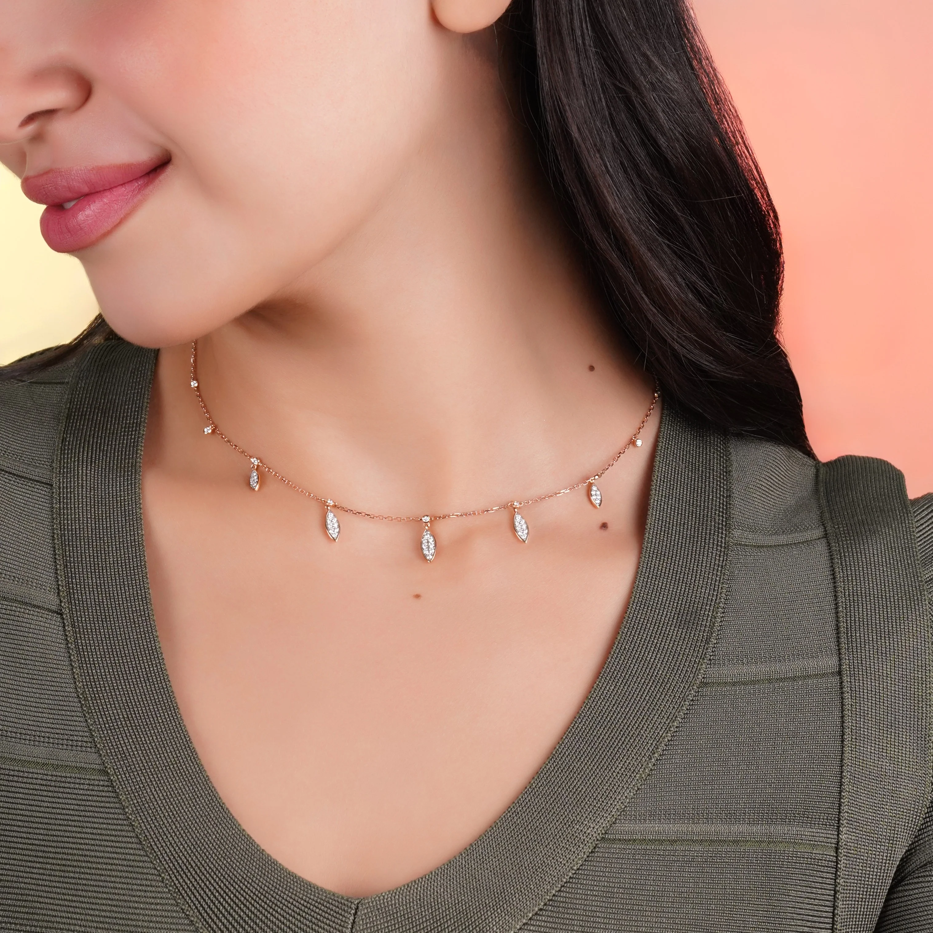 Rose Gold Diamond Choker Necklace | Fine Jewellery - Image 2