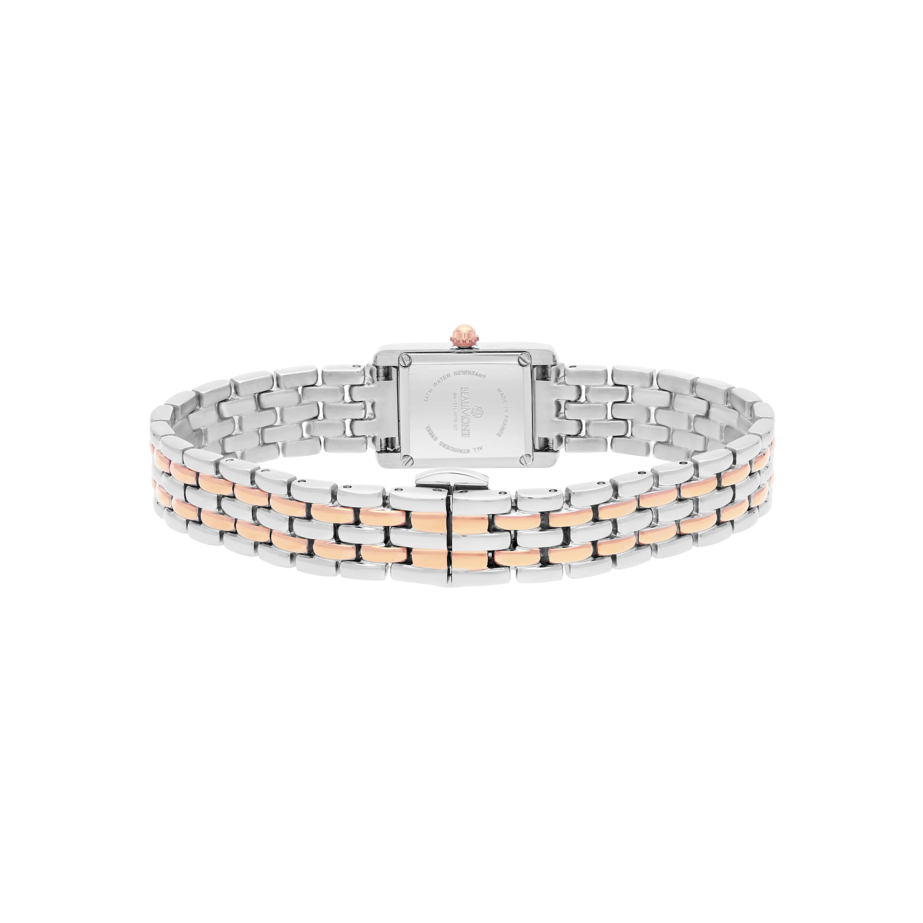 Rose & White Rectangle Quartz Beaumont Ladies Watch - Image 3