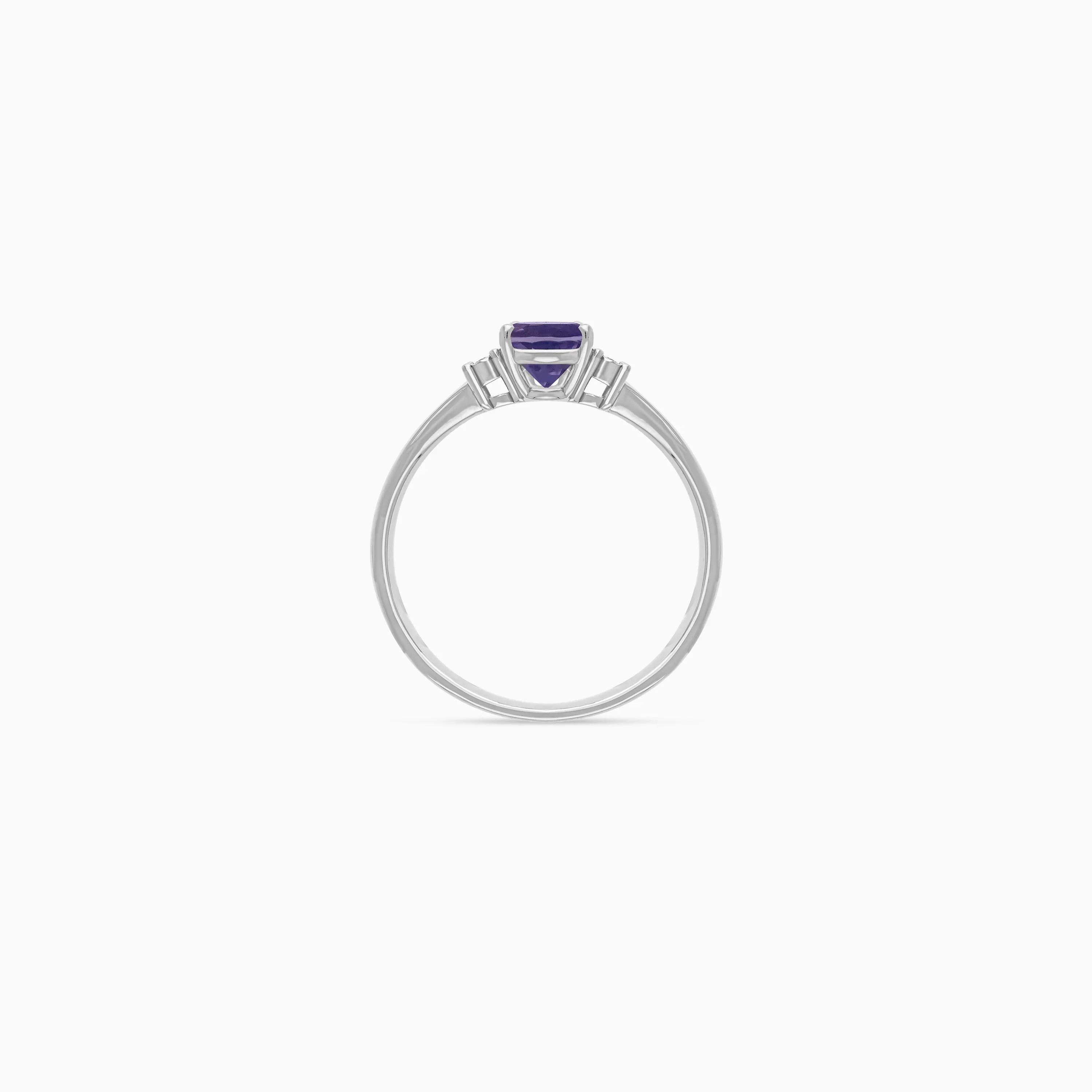 Sophisticated Iolite and Natural Diamond Ring in 18k White Gold – Colour Classic - Image 3