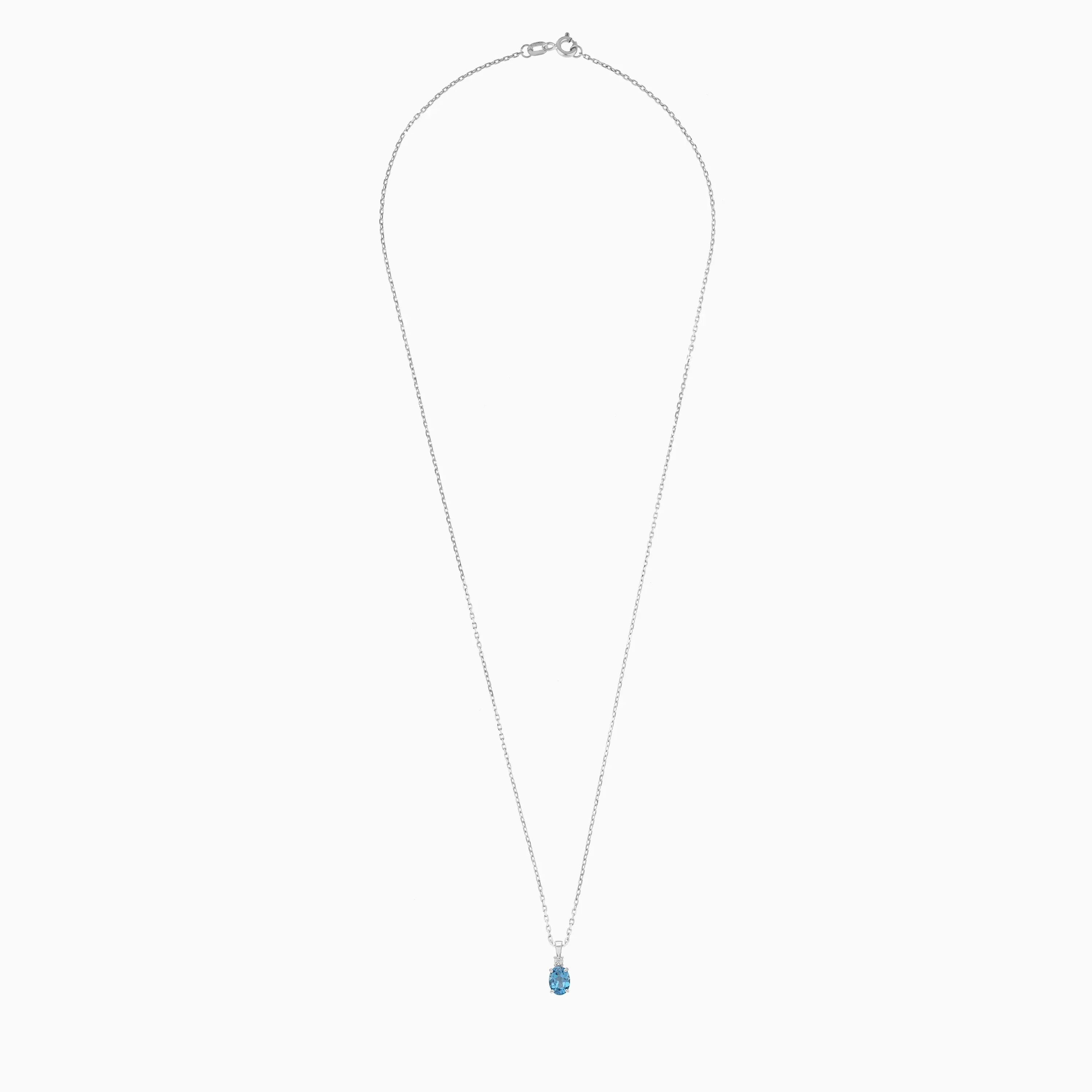 18K White Gold chain with Blue Topaz Gemstone and Natural Diamonds | from Colour Classic Collection - Image 2