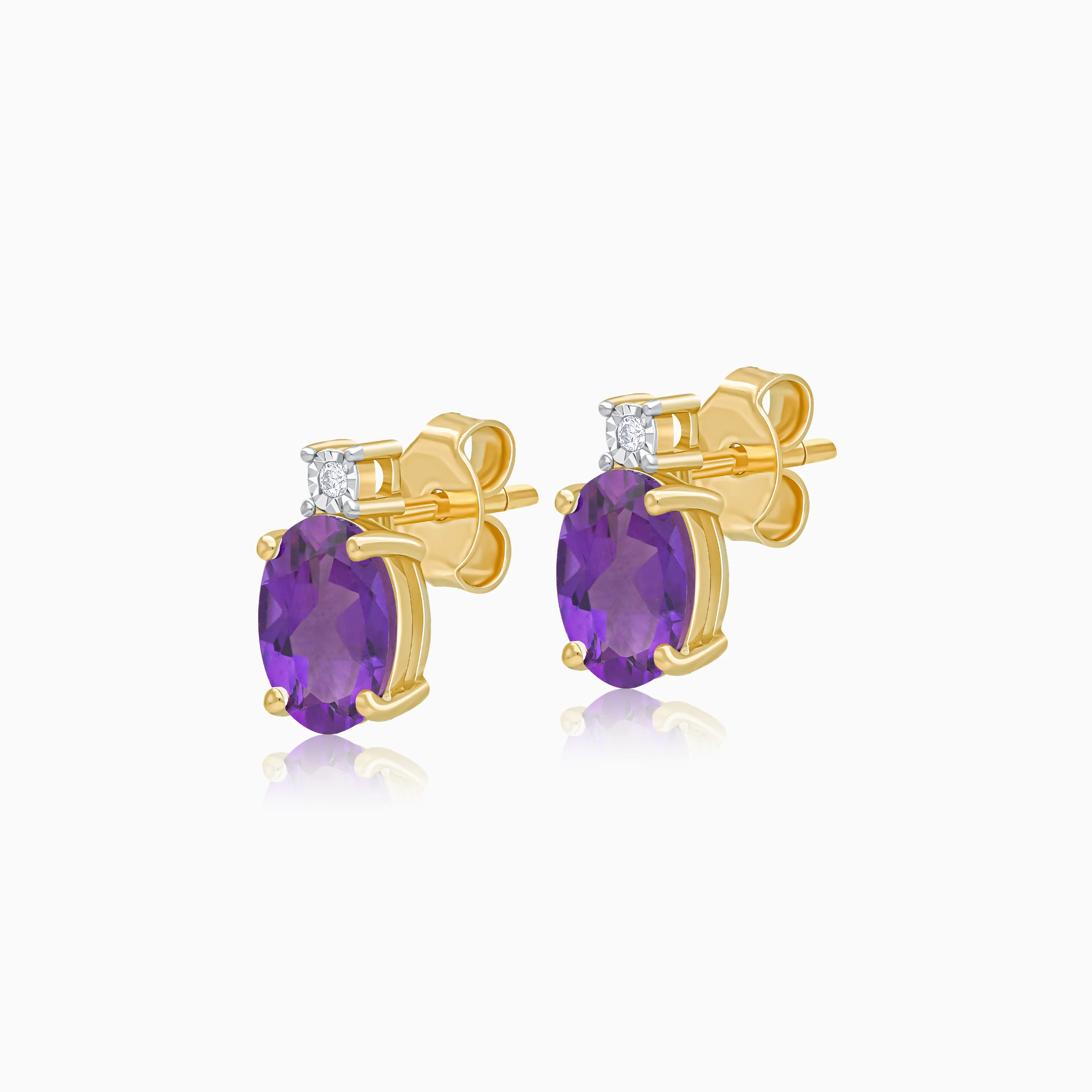 18K Gold Amethyst & Natural Diamonds earrings | colour classic - Image 5