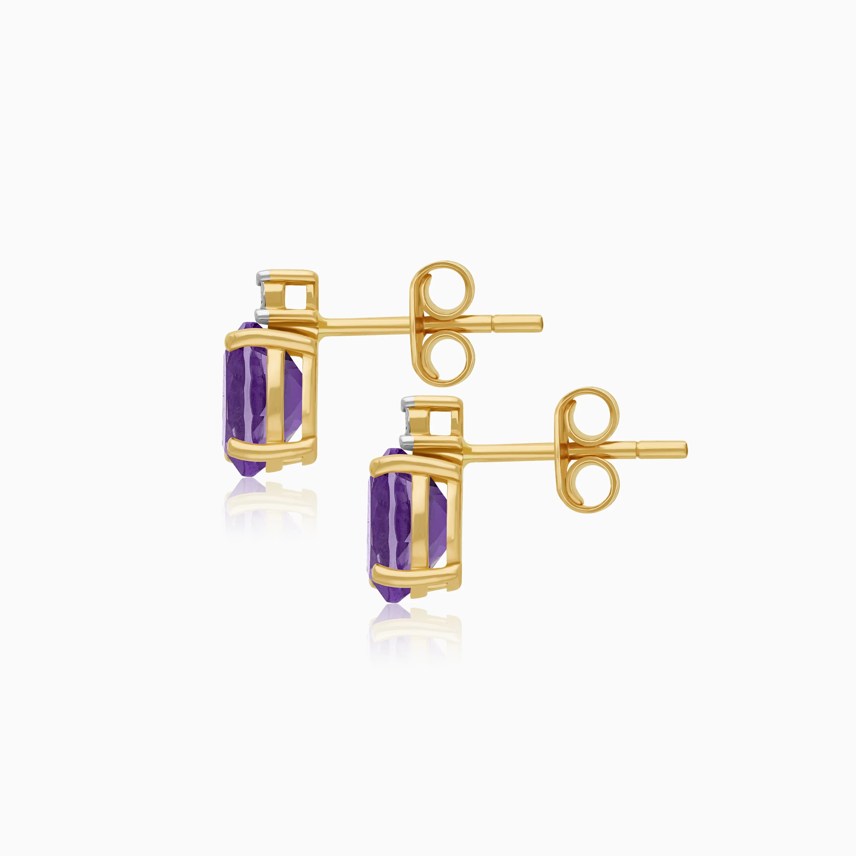 18K Gold Amethyst & Natural Diamonds earrings | colour classic - Image 6