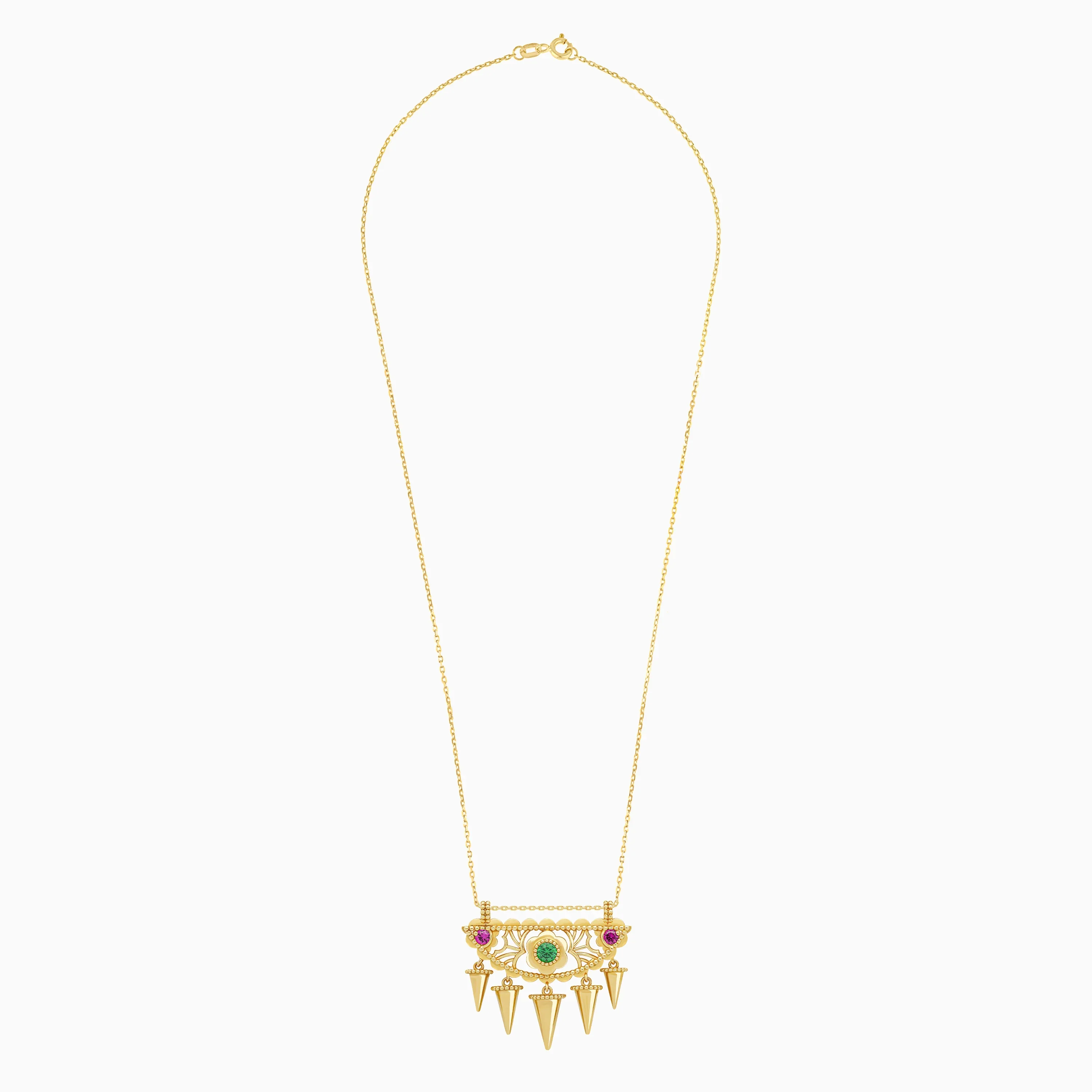 Traditional 18K Yellow Gold Necklace with Artificial Stones - Shnaf Collection - Image 2