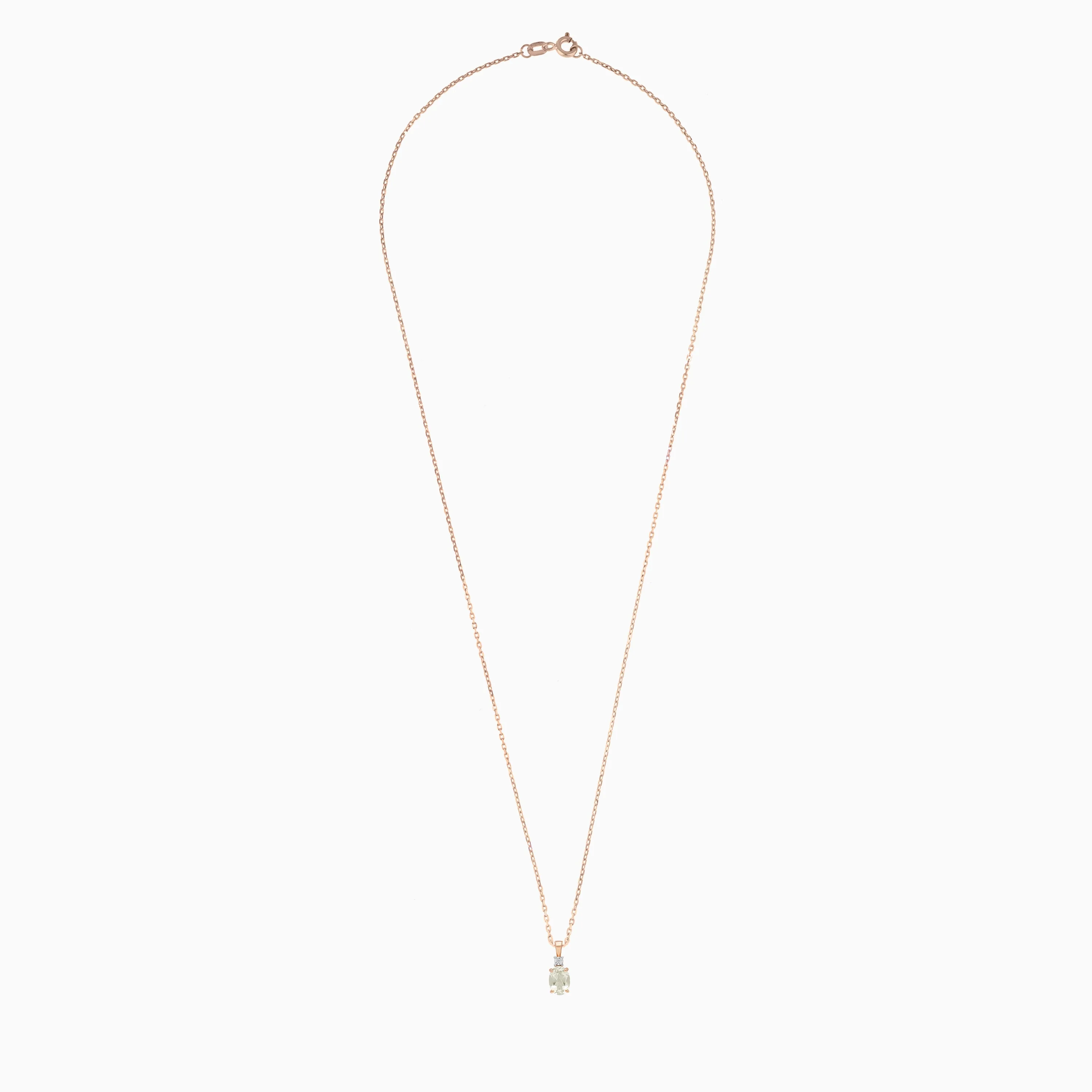 Unique 18k Rose Gold Necklace with Green Prasiolite Gemstone and Natural Diamond from the Colour Classic Collection - Image 2
